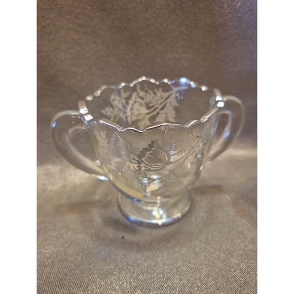 VTG Silver City Glass Co Sterling Silver Overlay Flanders Poppy Sugar & Creamer - Picture 3 of 16